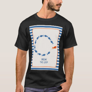 Motivierende Fischkunst, Streifen-Dekor T-Shirt