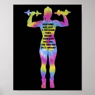 Motivierende Fitness Bodybuilding Gym Gefärbte Kra Poster