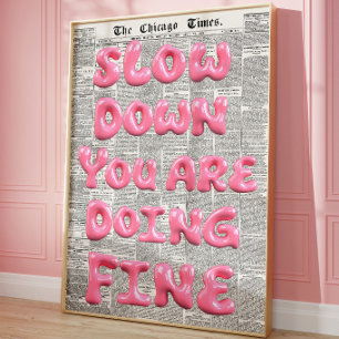 Motivierende pinke Typografie-Zeitungswandkunst Poster