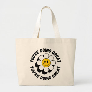 Motivierende Retro-Smiley-Tragetasche - Positive S Jumbo Stoffbeutel