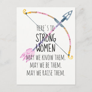 Motivierende Starke Frauen Bogen Pfeil Boho Feder Postkarte
