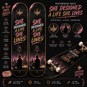 Motivierende Street-Art-Grafik für Frauen Skateboard