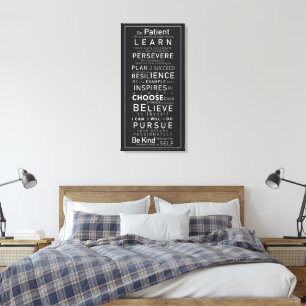 Motivierende Worte für Leben, Arbeit, Schwarz und  Leinwanddruck