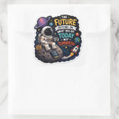 Motivierender Astronauten-Aufkleber  Quadratischer Aufkleber (Tasche)