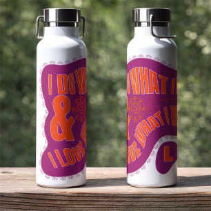 Motivierender lila orange Retro-Stern-Stil  Trinkflasche