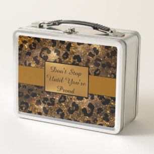 Motivierender Marmor Leoparden Muster braun schwar Metall Brotdose