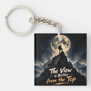 Motivierendes Mond-T-Shirt für Bergsteiger Schlüsselanhänger