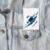 Motivierendes "Sei du selbst" blaues Blitz-Faust-D Button (Insitu)