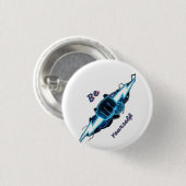 Motivierendes "Sei du selbst" blaues Blitz-Faust-D Button (Vorne & Hinten)