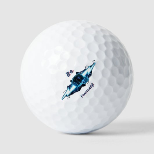 Motivierendes "Sei du selbst" blaues Blitz-Faust-D Golfball (Vorderseite)