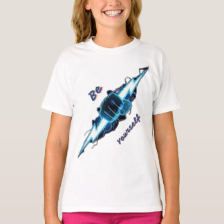 Motivierendes "Sei du selbst" blaues Blitz-Faust-D T-Shirt