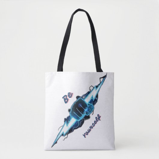 Motivierendes "Sei du selbst" blaues Blitz-Faust-D Tasche (Vorderseite)