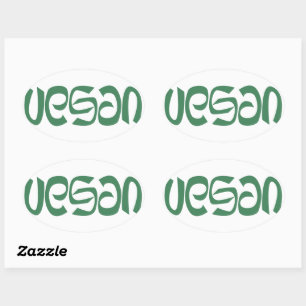 Motivierendes und Inspirierend Veganes Logo Ovaler Aufkleber