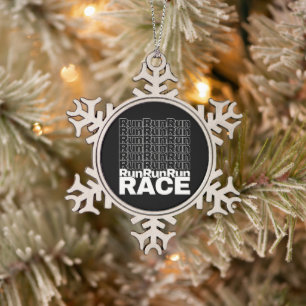Motivierendes Zitat für Läufer in der Ausbildung - Schneeflocken Zinn-Ornament