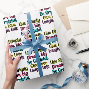 Motivierendes Zitat Lebe einfach Träume geben Lieb Geschenkpapier