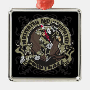 Motivierter Paintball Silbernes Ornament
