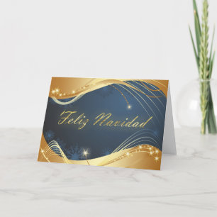 Motivo dorado de Navidad con fondo azul Feiertagskarte