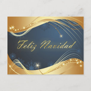 Motivo dorado de Navidad con fondo azul Feiertagspostkarte