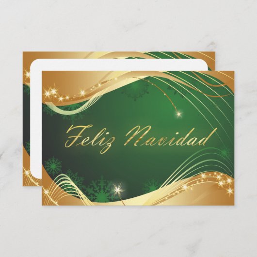 Motivo dorado de Navidad con fondo verde Einladung (Vorne/Hinten)