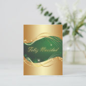 Motivo dorado de Navidad con fondo verde Einladung (Stehend Vorderseite)