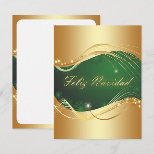 Motivo dorado de Navidad con fondo verde Einladung (Vorne/Hinten)