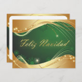 Motivo dorado de Navidad con fondo verde Einladung (Vorne/Hinten)