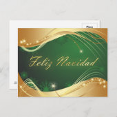 Motivo dorado de Navidad con fondo verde Postkarte (Vorne/Hinten)