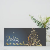 Motivo navideño azul con dorado árbol de navidad (Stehend Vorderseite)