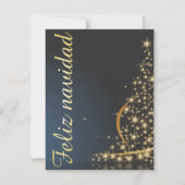 Motivo navideño azul con dorado árbol de navidad einladung (Vorderseite)