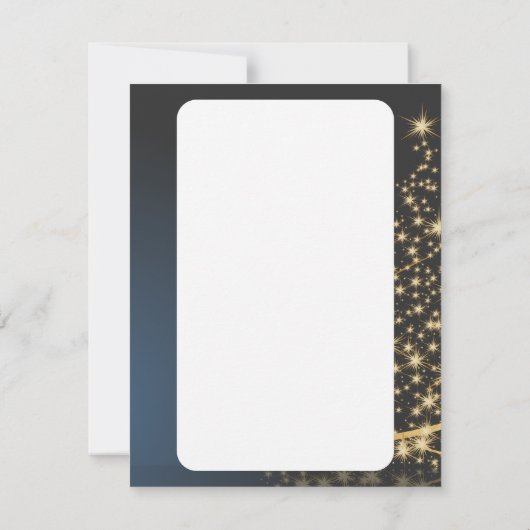 Motivo navideño azul con dorado árbol de navidad einladung (Rückseite)