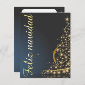 Motivo navideño azul con dorado árbol de navidad einladung (Vorne/Hinten)