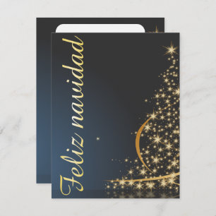 Motivo navideño azul con dorado árbol de navidad einladung