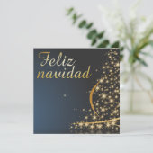 Motivo navideño azul con dorado árbol de navidad einladung (Stehend Vorderseite)