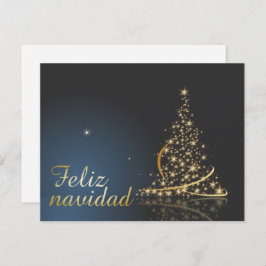Motivo navideño azul con dorado árbol de navidad einladung