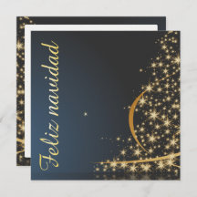 Motivo navideño azul con dorado árbol de navidad