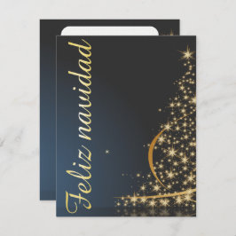 Motivo navideño azul con dorado árbol de navidad einladung