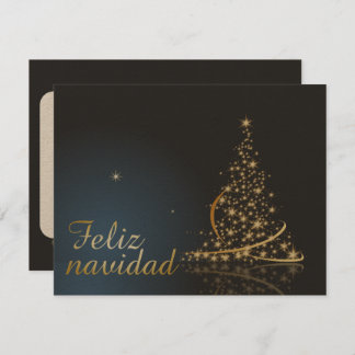 Motivo navideño azul con dorado árbol de navidad einladung