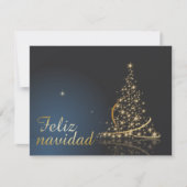 Motivo navideño azul con dorado árbol de navidad einladung (Vorderseite)