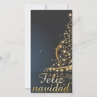 Motivo navideño azul con dorado árbol de navidad feiertagskarte