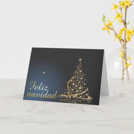 Motivo navideño azul con dorado árbol de navidad. karte (Gelbe Blume)