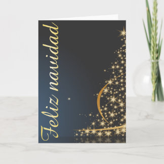 Motivo navideño azul con dorado árbol de navidad. karte