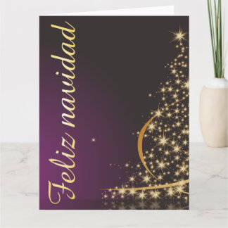 Motivo navideño morado con dorado árbol de navidad karte