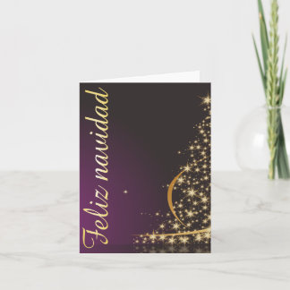 Motivo navideño morado con dorado árbol de navidad karte