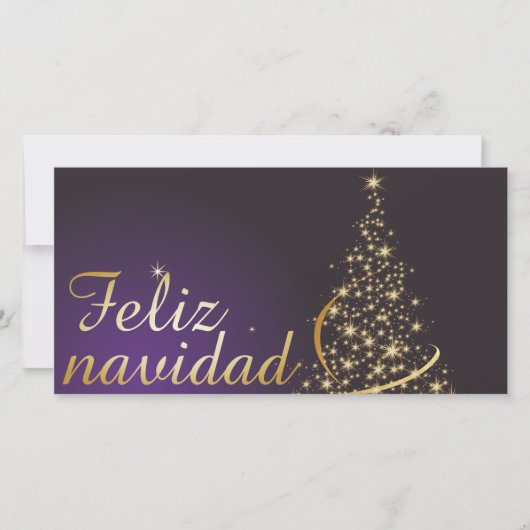 Motivo navideño morado oscuro con dorado árbol de dankeskarte (Vorderseite)