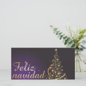 Motivo navideño morado oscuro con dorado árbol de dankeskarte (Stehend Vorderseite)