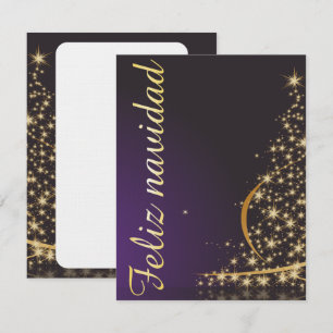 Motivo navideño morado oscuro con dorado árbol de einladung