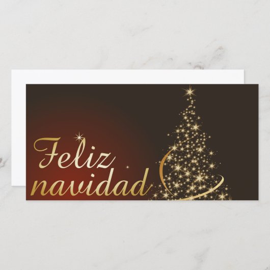 Motivo navideño rojo con dorado árbol de navidad dankeskarte (Vorne/Hinten)