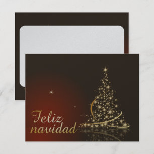 Motivo navideño rojo con dorado árbol de navidad einladung
