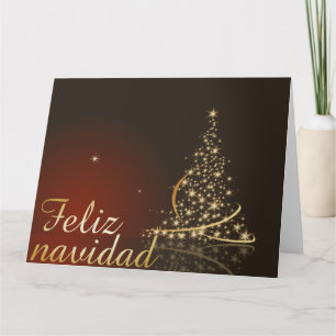 Motivo navideño rojo con dorado árbol de navidad karte