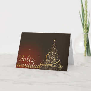 Motivo navideño rojo con dorado árbol de navidad karte
